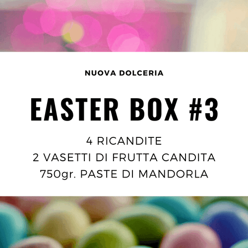 Easter Box MEDIUM: 4 Ricandite, 2 Vasetti di Frutta Candita Artigianale e 750g di Paste di Mandorla